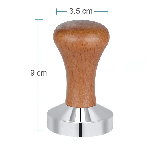 Tamper à café en bois et acier inoxydable