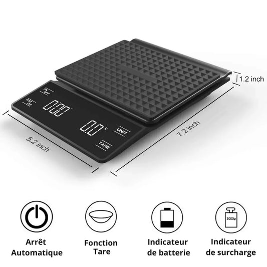 Balance de Précision pour Café – Minuterie et Écran LCD
