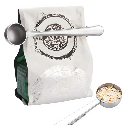 Cuillère doseuse à café avec pince de fermeture