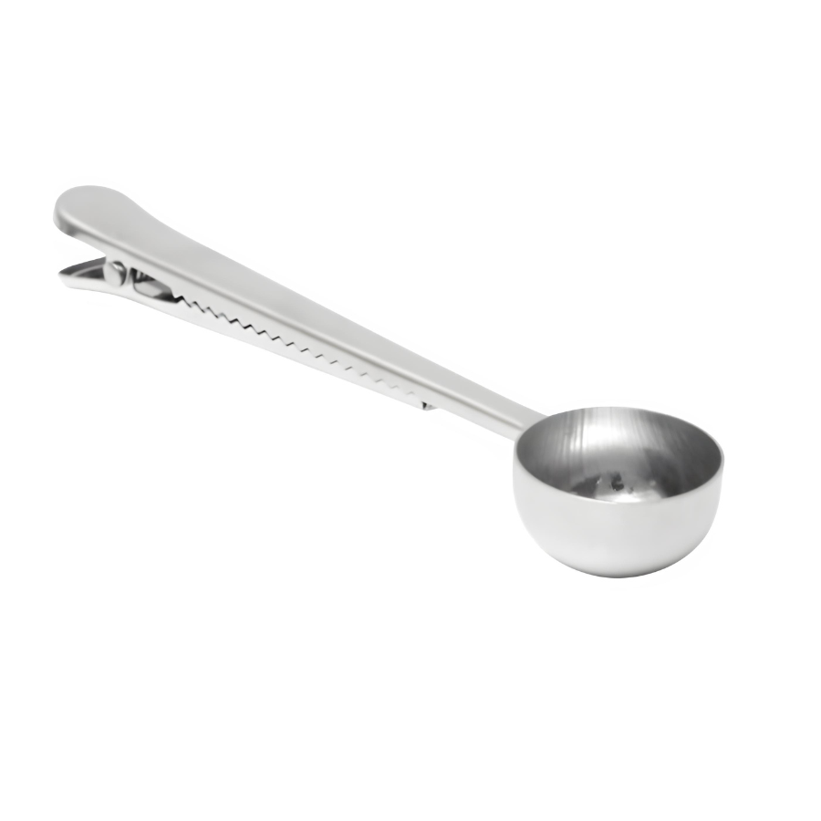 Cuillère doseuse à café avec pince de fermeture