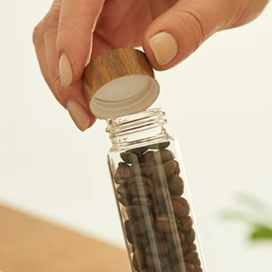 Set tubes Verre & Socle Noyer - Conservation Café