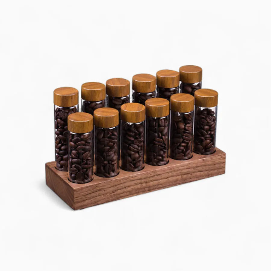 Set tubes Verre & Socle Noyer - Conservation Café